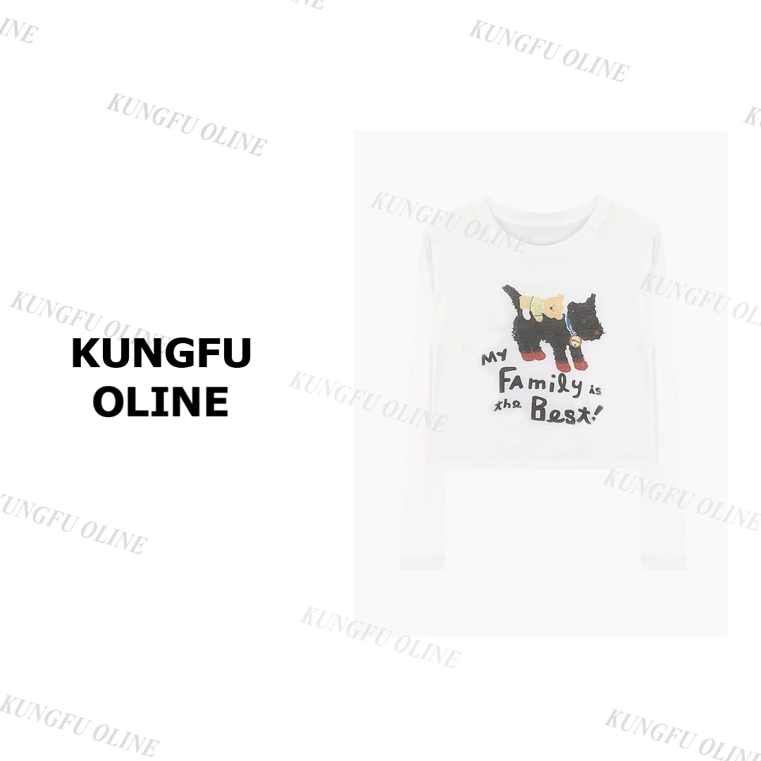 【杨咩咩】小狗防晒CT3850流行款卡通印花圆领长袖新款潮流休闲上衣