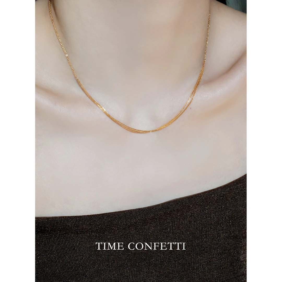 坠链均925银 镀K金【孙二娘】丝绸-多层简约百搭通勤项链TC 10689