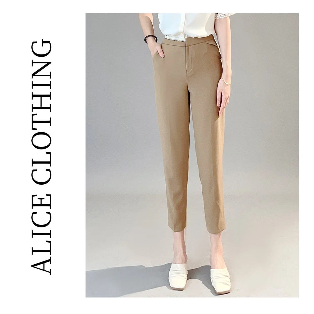 6 alicelulu剪裁精英通勤九分休闲裤利落显瘦时尚百搭S620280Y