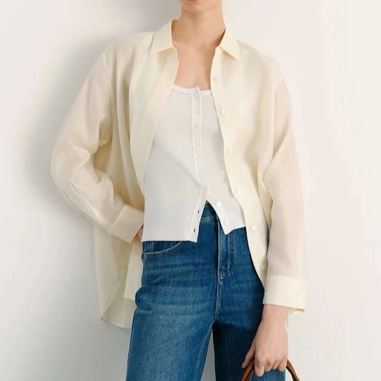 1545麦干爽0压莱赛尔衬衫外搭上衣商场同款夏装