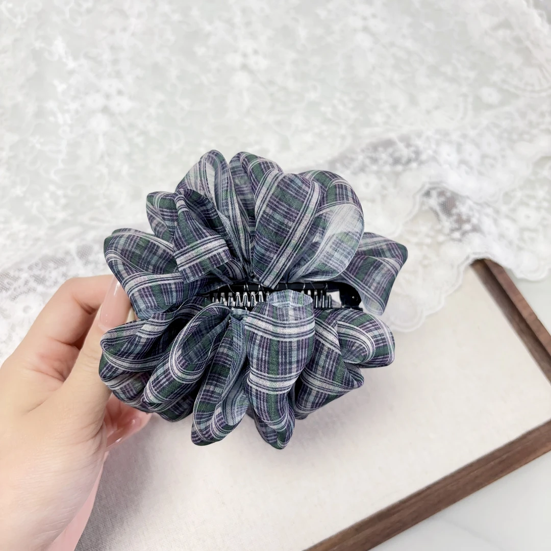 韩国东大门饰品发饰香蕉夹扭扭夹褶皱布艺新款