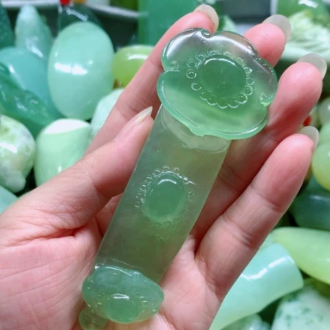 未镶嵌蛇纹石玉手把件