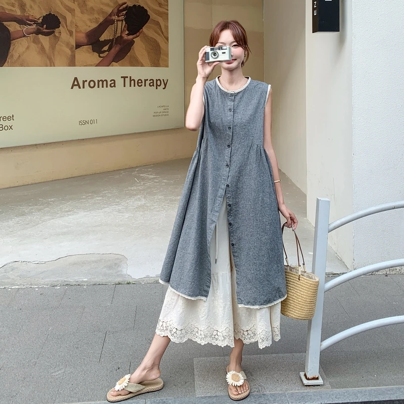 2025新款夏季时尚女装灰色高级感短袖高级感连衣裙百搭休闲两件套