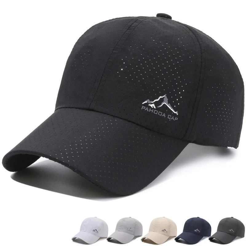 新款帽子男女夏天户外休闲遮阳棒球帽透气太阳帽钓鱼穿孔鸭舌帽女