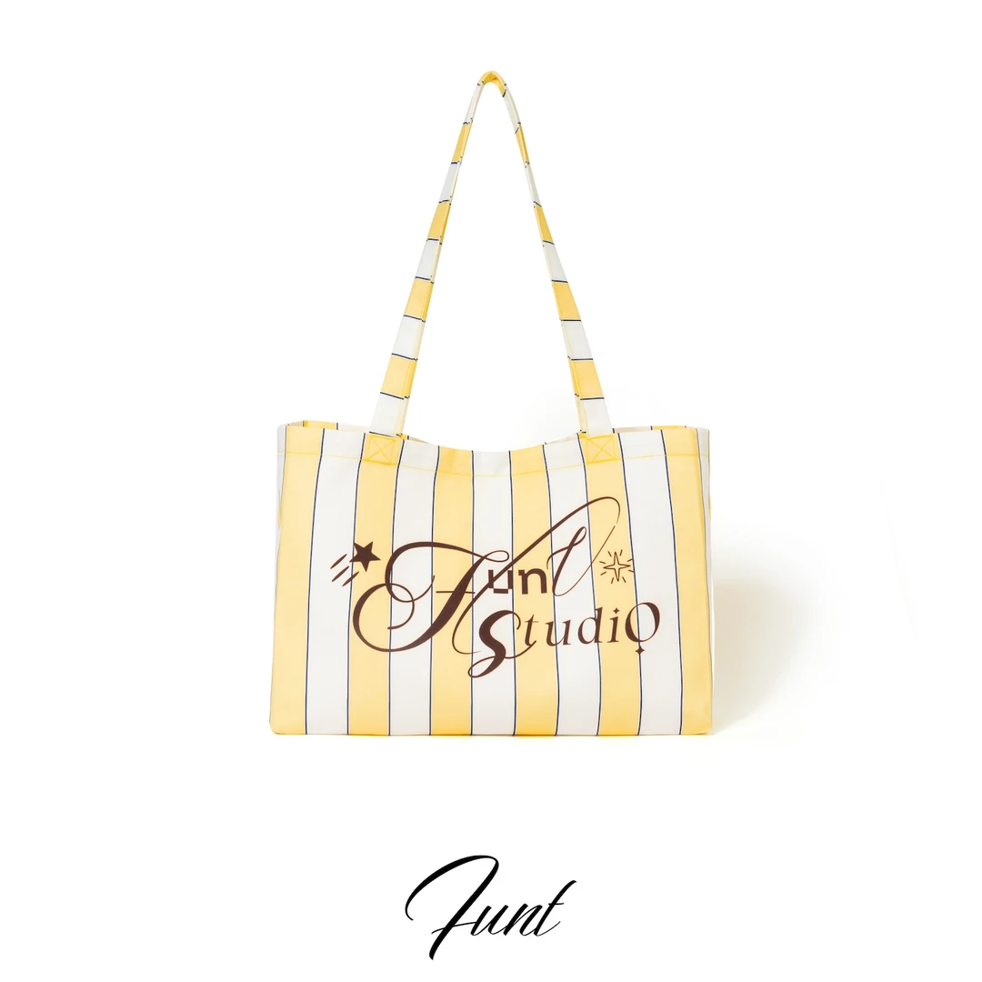 FUNT25SS新品阳光柠檬条纹托特包实用百搭042