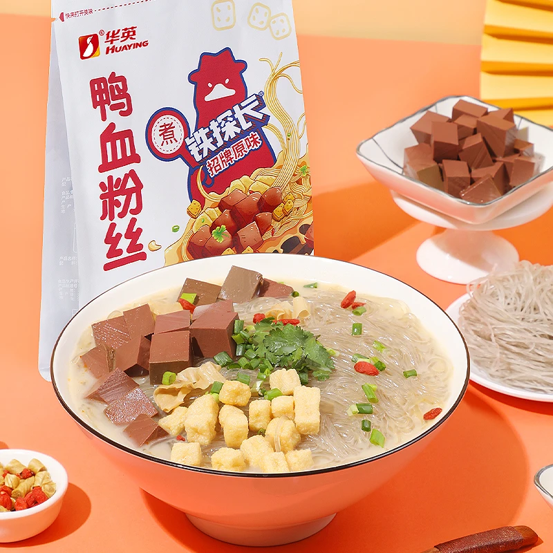 华英鸭血粉丝汤原味3袋装免煮冲泡鸭血粉丝164g