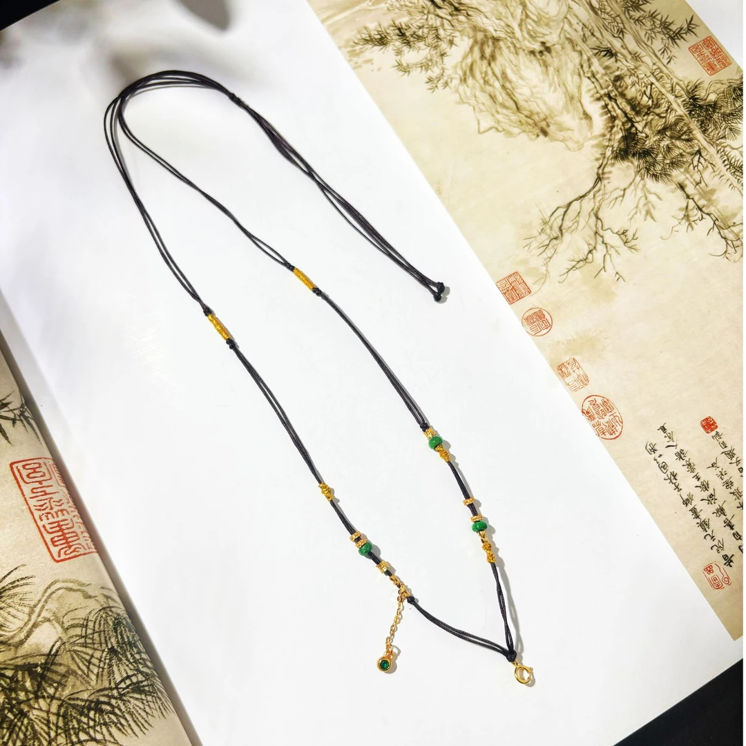 鑫上人珠宝.干青翡翠手工编织万能高货绳子70cm ±.多样性发其一