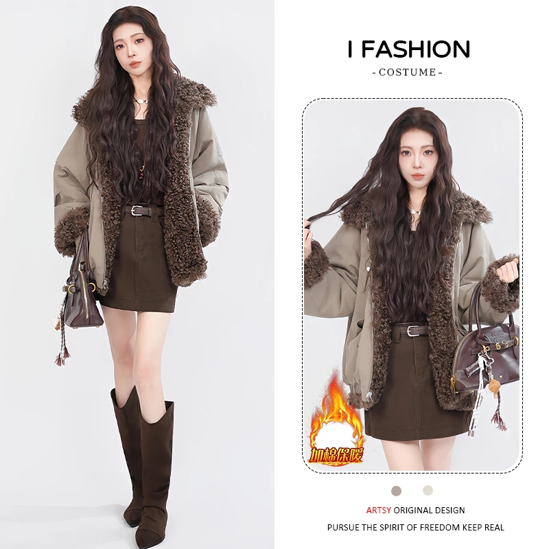 小个子时尚气质长袖加厚保暖棉服女2025年冬季新款高级感百搭外套