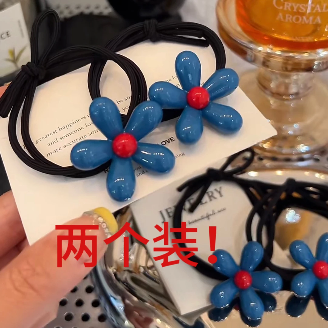 【两个装】新韩系东大门同款蓝色小花系列发绳韩系小雏菊高级感