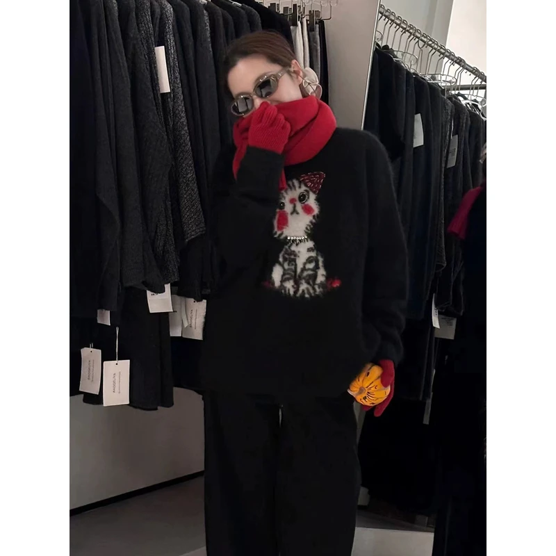 小猫~100纯羊毛《衣长64胸围58》拉绒工艺毛衣FF127