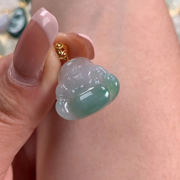 翡翠颈饰18K金镶嵌佛公