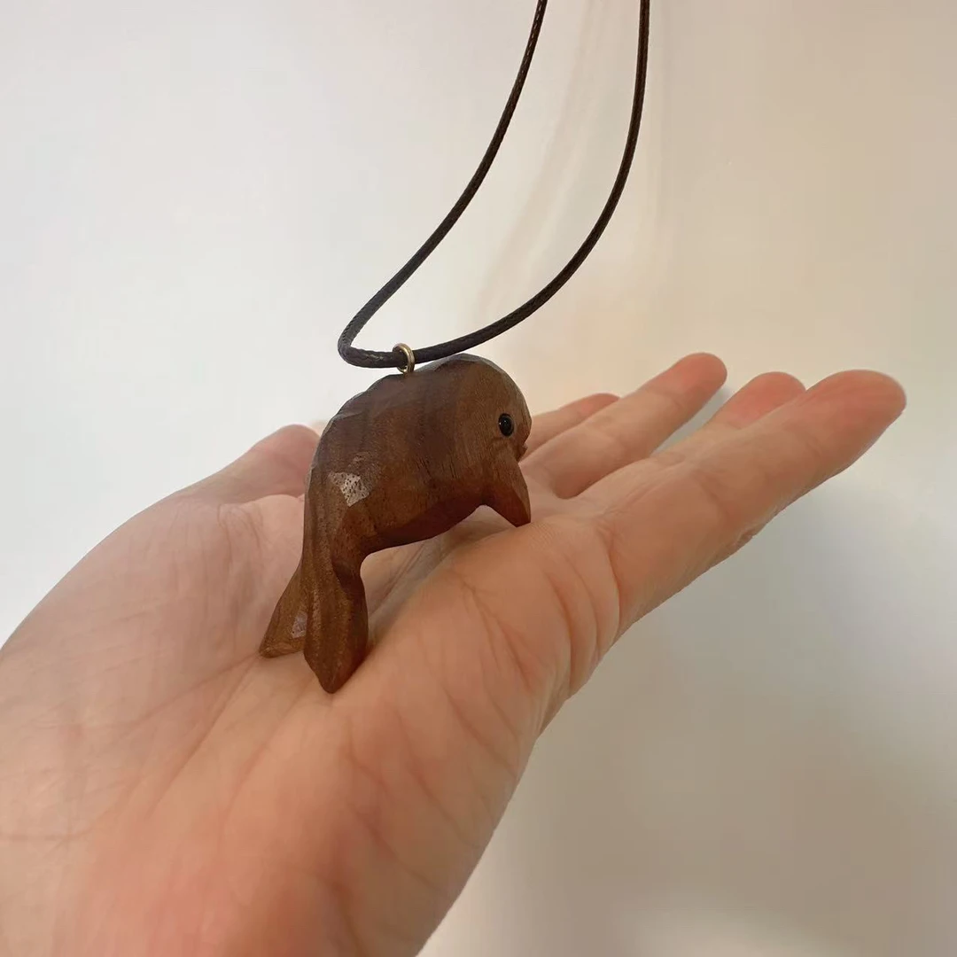 黑胡桃木鲸鱼挂饰 手雕挂坠