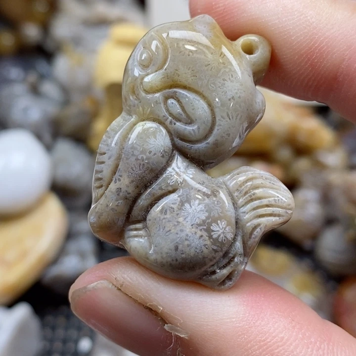 颈饰未镶嵌硅化珊瑚（珊瑚玉）小