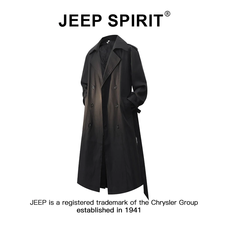 JEEPSPIRIT吉普英伦风中长款男士风衣春秋季韩系潮流宽松大衣外套