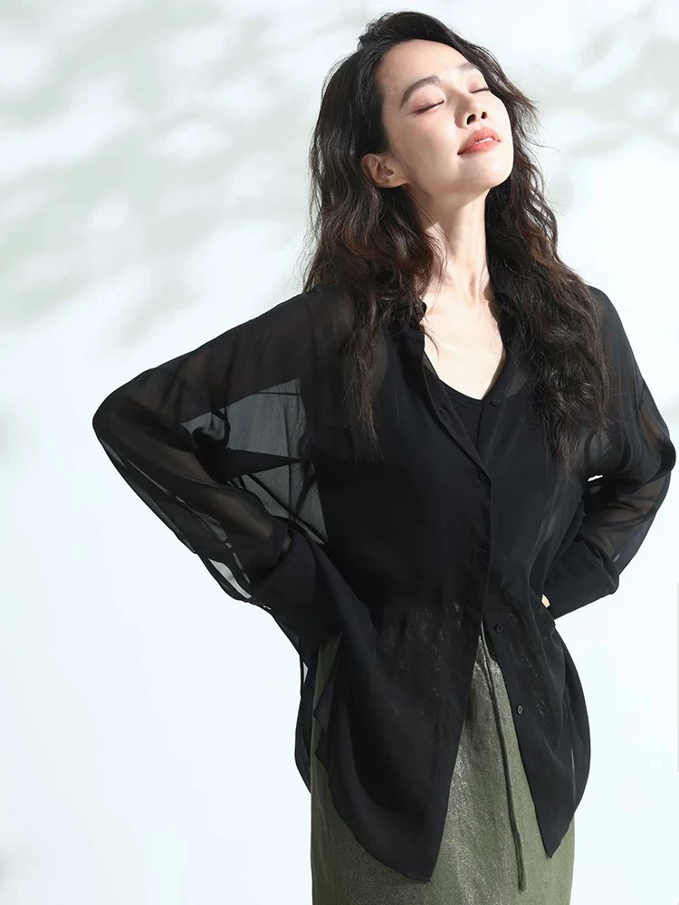 2277 GZQ2衬衫圆领内搭时尚休闲上衣长袖高级感衬衣