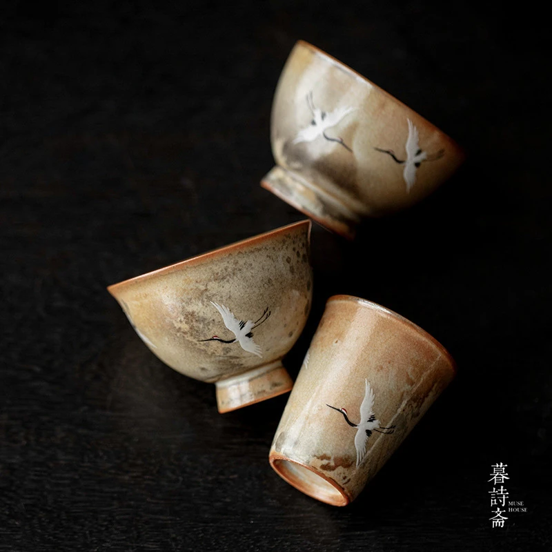 暮诗斋仿古瑞鹤品茗杯茶杯功夫茶具窑变复古主人杯家用单杯