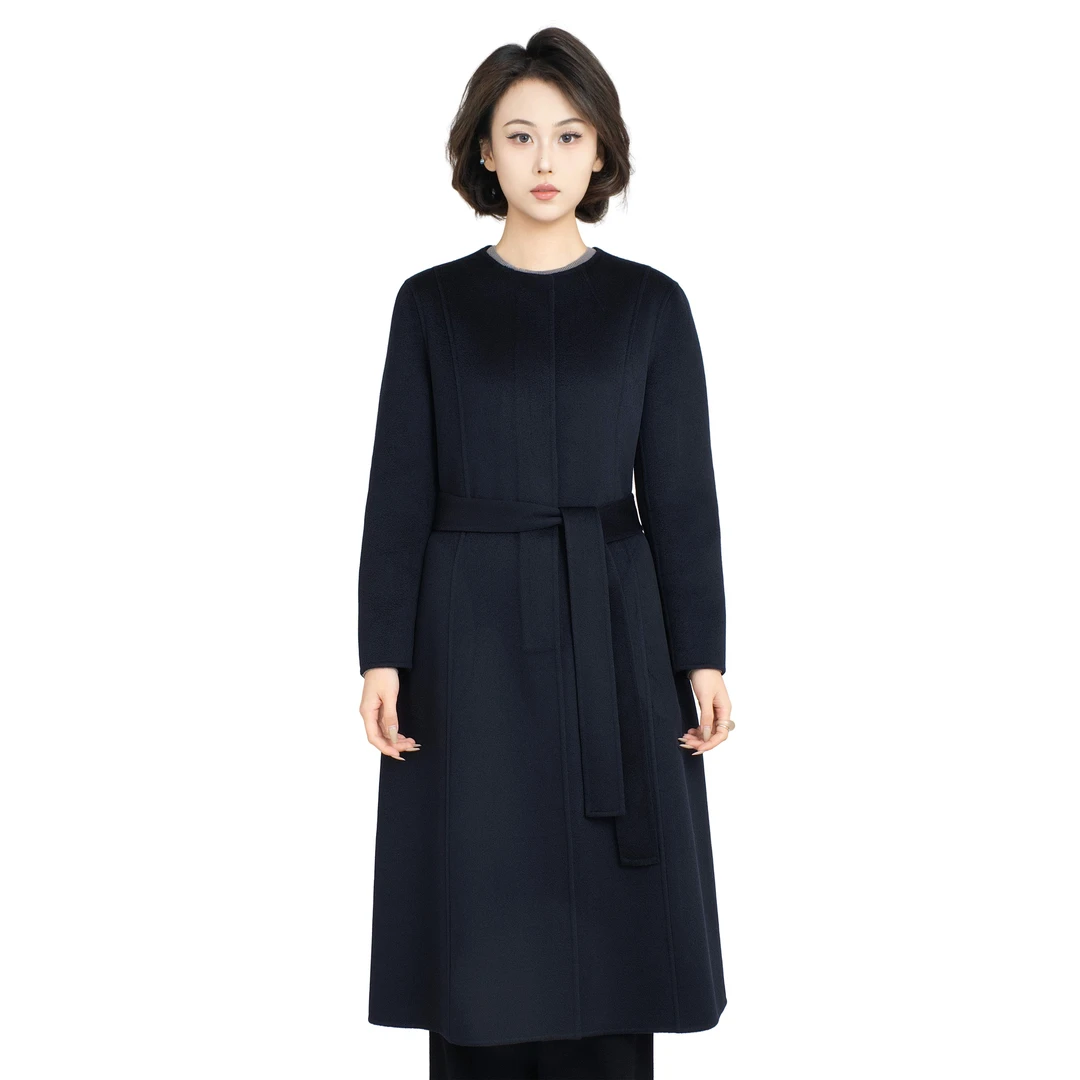 嫣然100%山羊绒大衣秋冬重磅长款羊绒大衣（衣长：110cm）WS47-01888