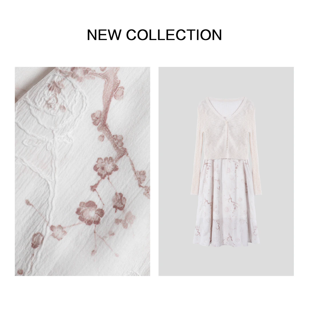 【大眼妹】 优雅纯色外披+印花连衣裙 L5F26061