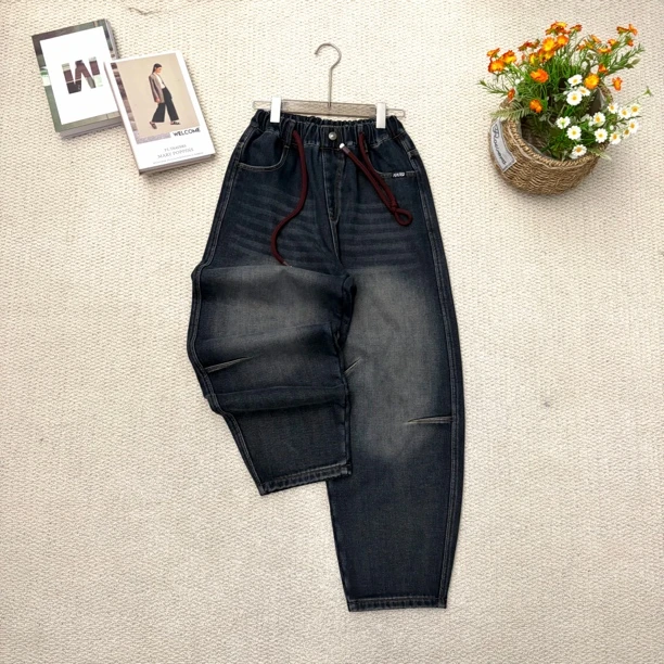 中大童阔腿加绒牛仔裤8031