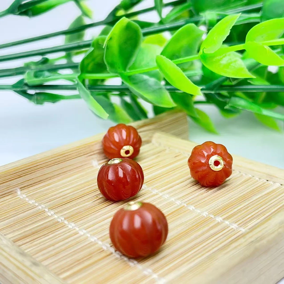 【萌宝饰品】A70天然玛瑙南瓜珠时尚百搭手工雕刻 DIY约8*9mm多样性