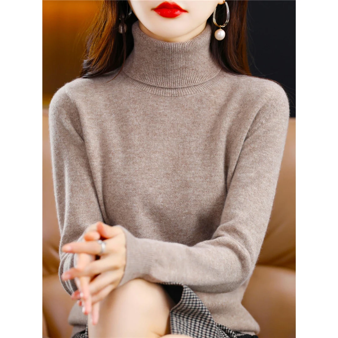 2025秋冬新款纯绒毛衫女高领内搭纯色毛衣针织百搭大码打底衫