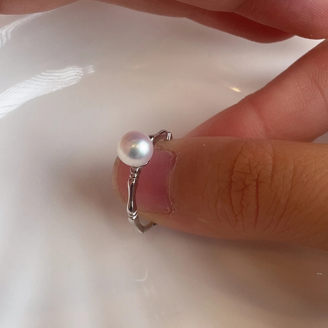银S925镶嵌淡水珍珠戒指