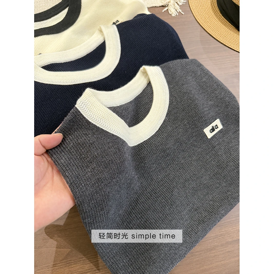 "超软撞色T恤" 早秋高级感T恤女短袖气质小众设计感