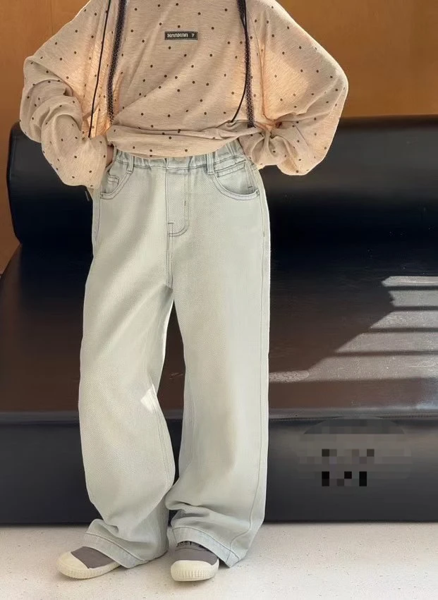 2025  春夏款 no退换大童款巨软浅色牛仔小直筒 120-170