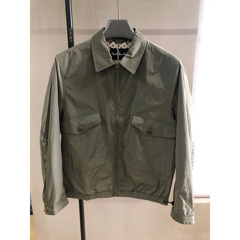 北纬三十度设计师男装春秋高级感工装风微皱含里衬长袖夹克