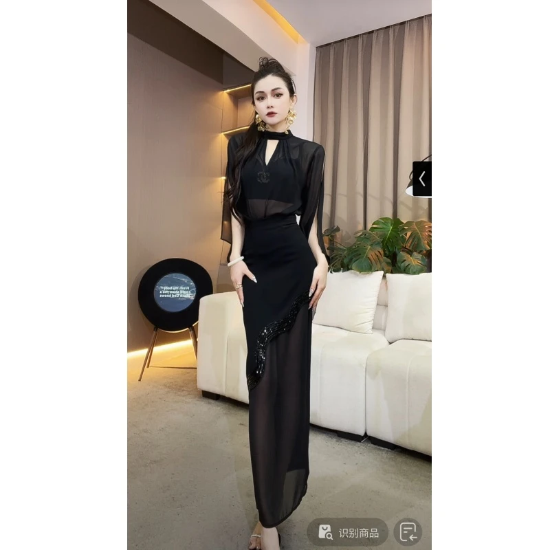 【YING FASHION】莹老板-时尚气质斗篷蝴蝶袖网纱衬衫 8020384 513
