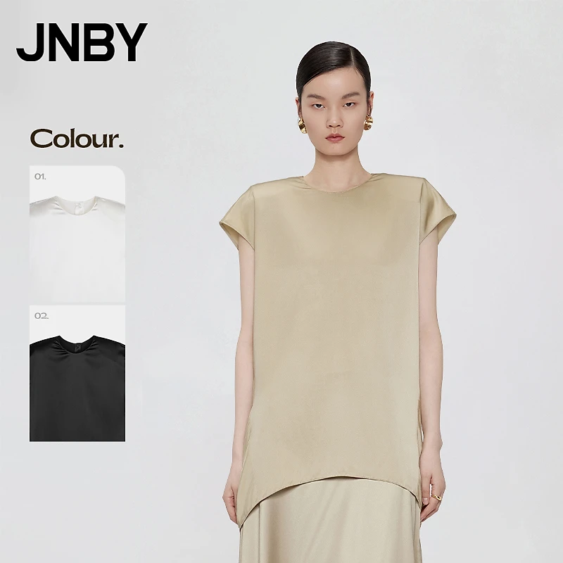 JNBY/江南布衣春夏季女装圆领衬衣宽松休闲圆领通勤短袖5O5213770