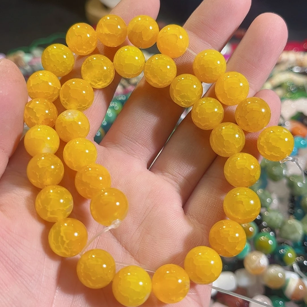 玛瑙/玉髓未镶嵌珠宝半成品黄龙鳞玛瑙一条12mm