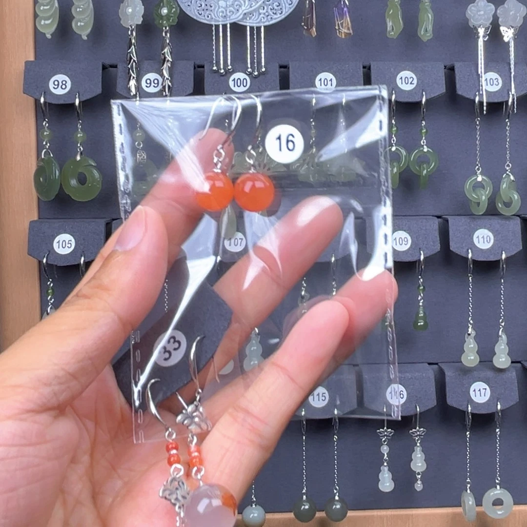 银S925镶嵌南红玛瑙耳饰夕**晓