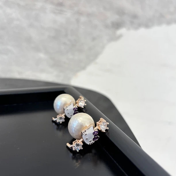 铜合金合成锆石耳饰 白ktzz耳环EH3468