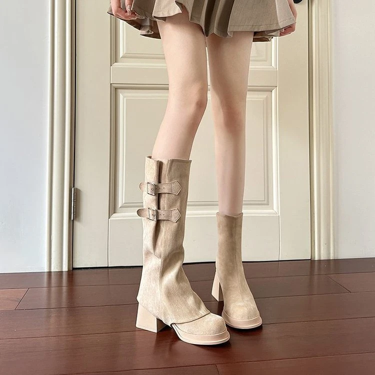 套筒时装靴绒面高筒冬季靴子女靴高筒靴秋冬时尚长靴长筒百搭
