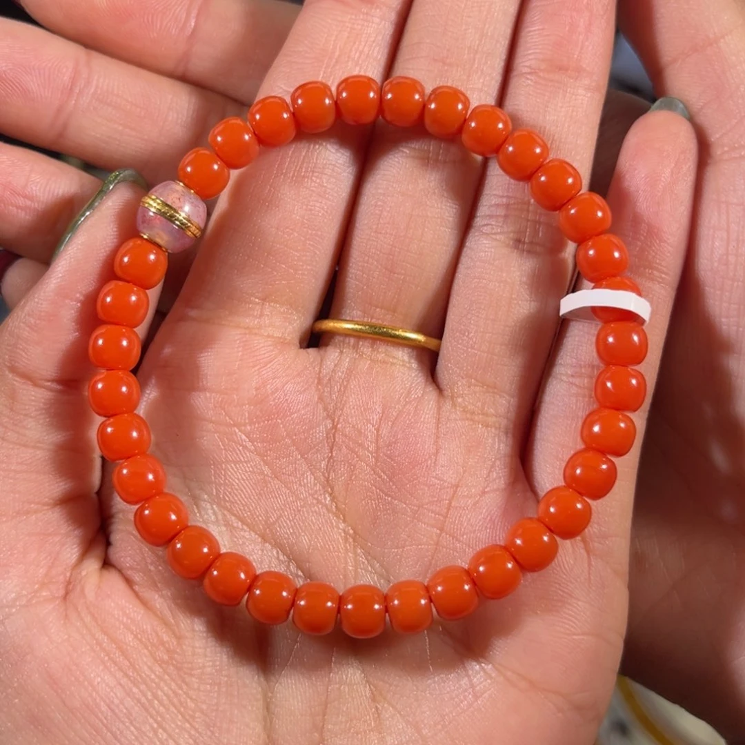 南红玛瑙冷水河老形单圈 6mm未镶嵌爱*