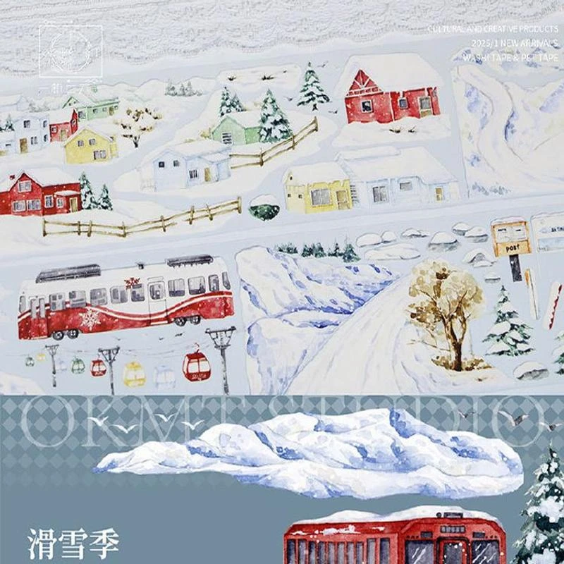 满18包邮OKMT新7天滑雪季水晶特油分装特材拼贴流麻手帐胶带