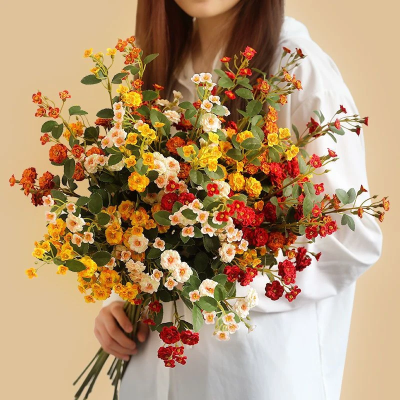 北欧蔷薇客厅高端干花花束装饰摆设月季玫餐桌摆件轻奢假花仿真花