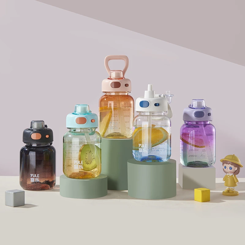 富乐炫色可爱杯      健身大容量学生水壶便携太空杯网红可爱