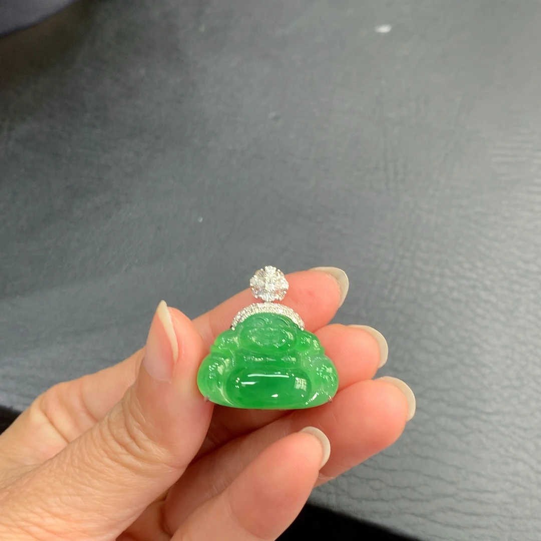 吊坠(不含链)18K金镶嵌翡翠