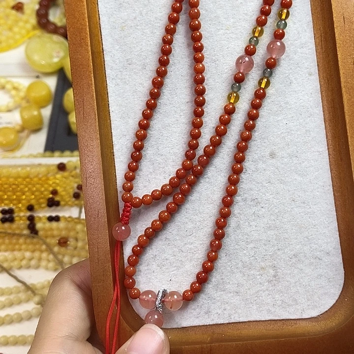 漫***萱南红玛瑙未镶嵌颈饰南红项链毛衣链