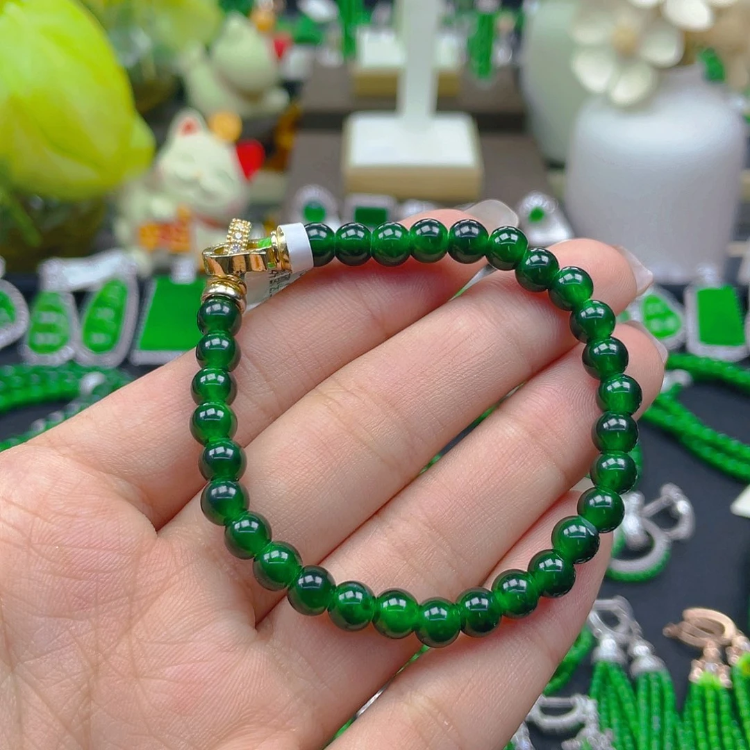 翡翠手链未镶嵌天然A货翡翠卡6