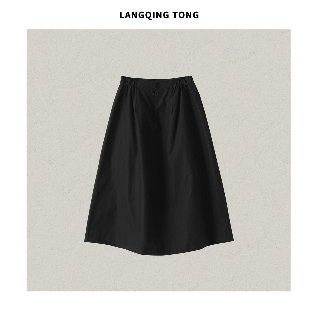 浪清/女装推荐 黑色休闲半身裙43600#