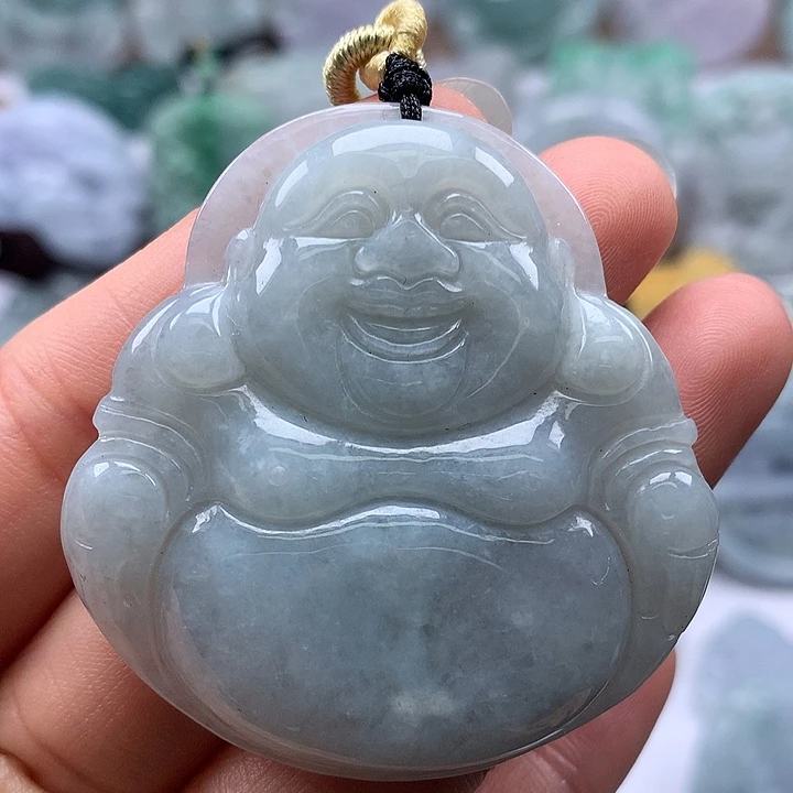 翡翠未镶嵌颈饰笑佛有一条棉线福利