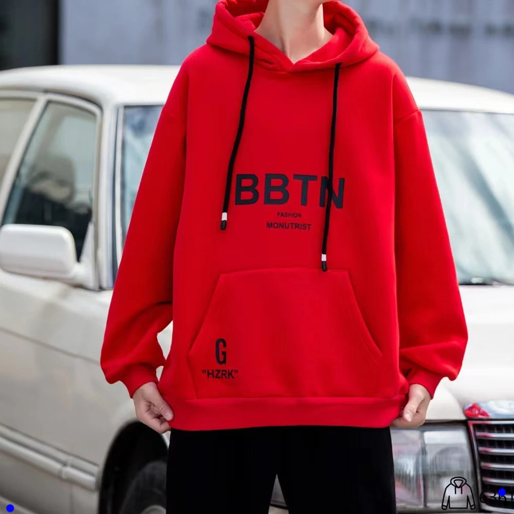 63613高端专享加绒连帽卫衣红色