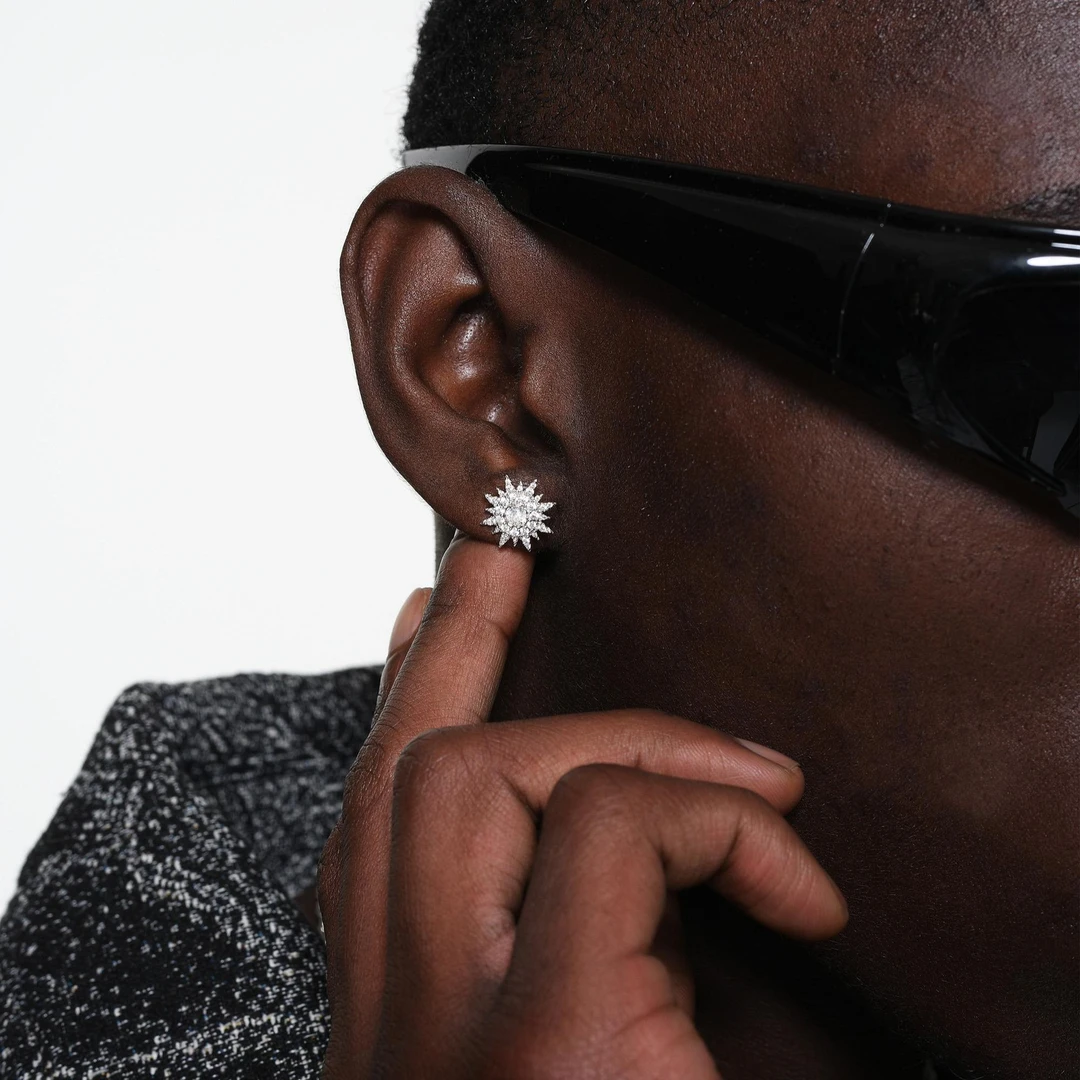 925银合成锆石耳饰 朱志鑫同款 阿波罗系列太阳月亮耳钉S925银针