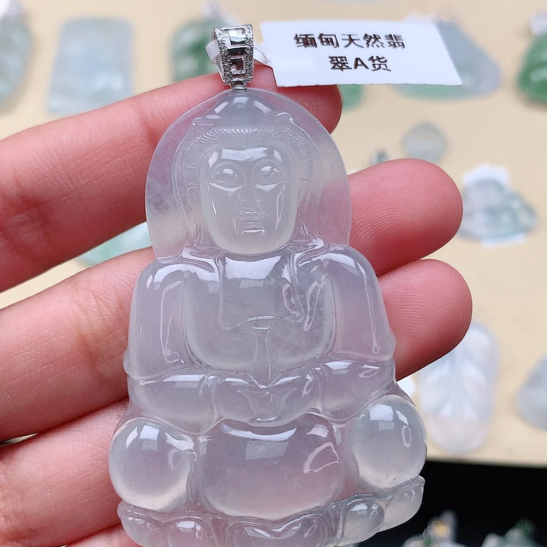 翡翠颈饰18K金镶嵌观音