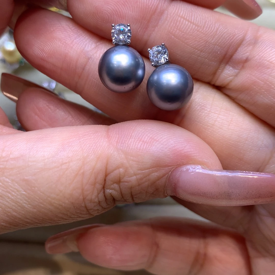 银S925镶嵌耳饰海水珍珠