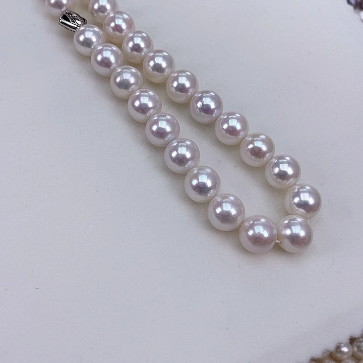 淡水珍珠颈饰银S925镶嵌10-11.5极强光正圆珍珠项链