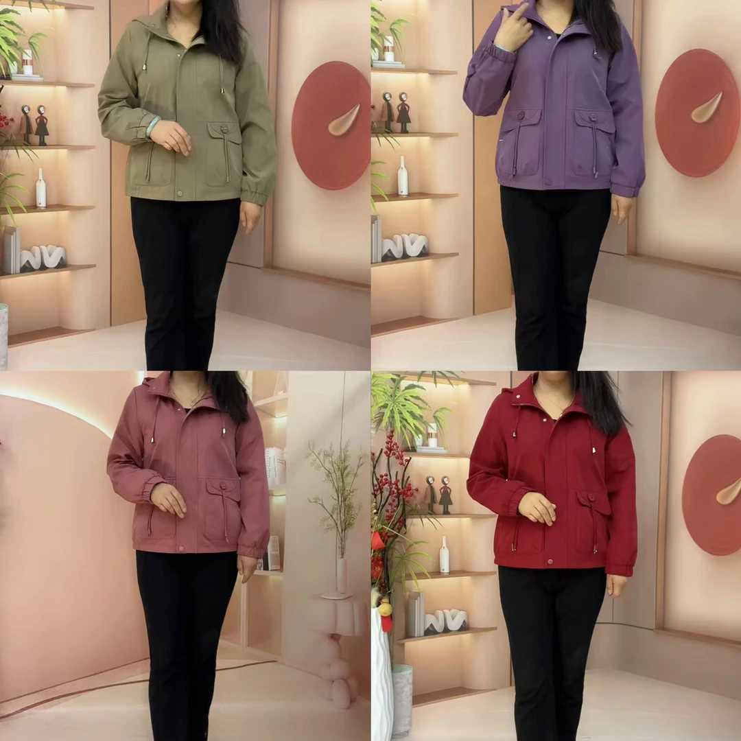 中老年妈妈春秋款洋气短款休闲夹克外套